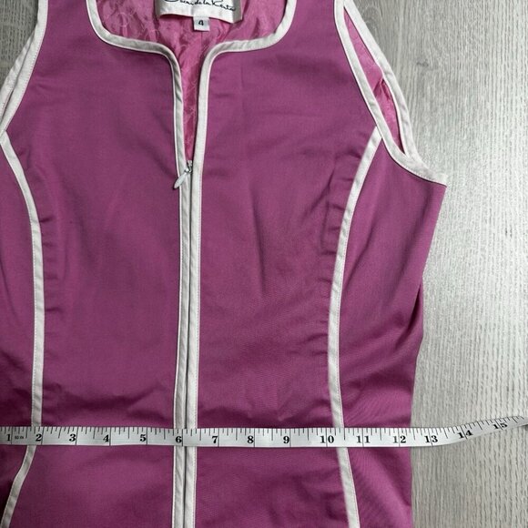 Vtg Oscar De La Renta Shift Dress Sz 4 Pink Sleeveless Colorblock Old Money - Picture 7 of 10